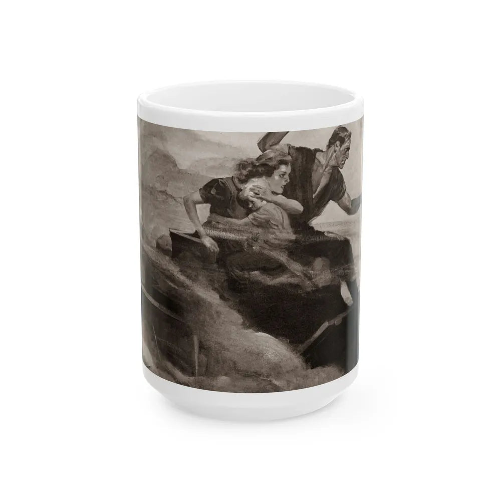 Escaping a Blaze, The Saturday Evening Post, October 16, 1937 - White Coffee Mug-15oz-Go Mug Yourself