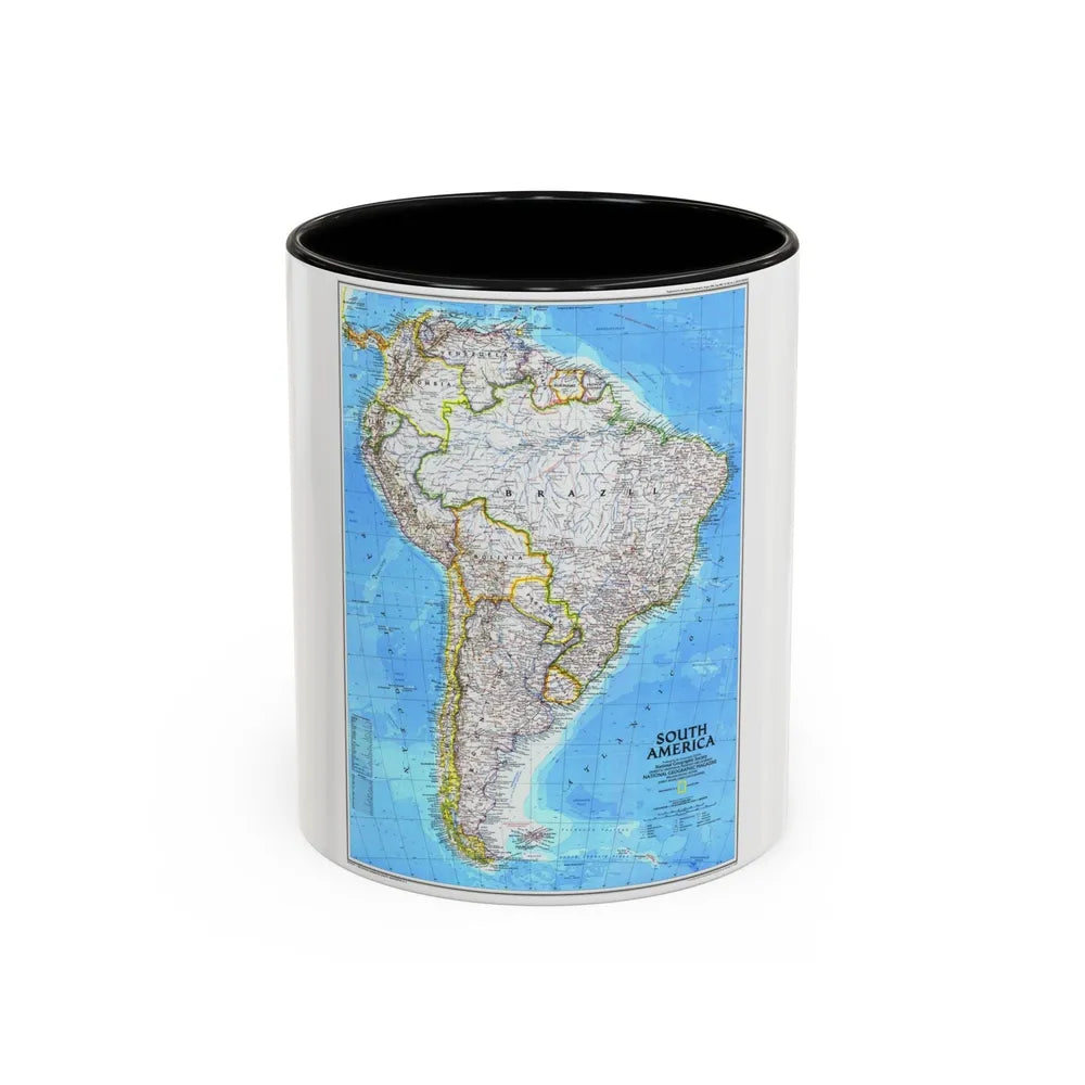 South America (1992) (Map) Accent Coffee Mug-11oz-Black-Go Mug Yourself