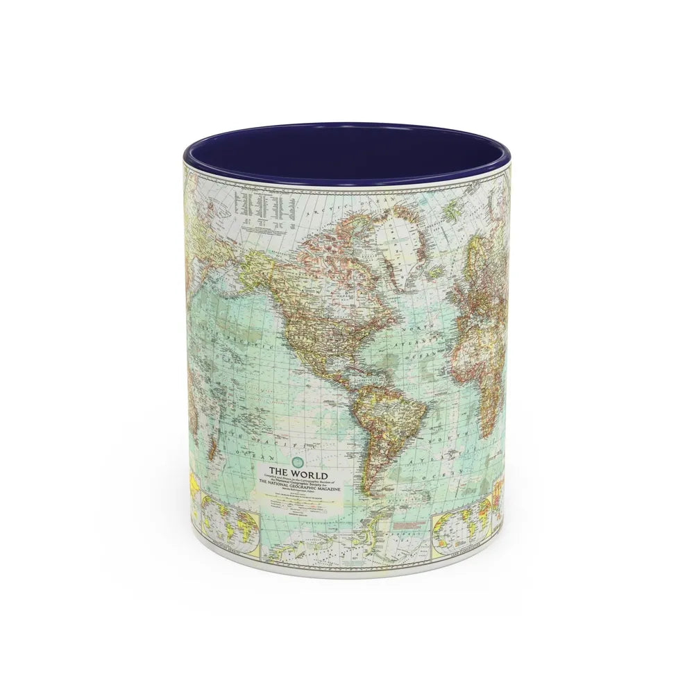 World Map (1957) (Map) Accent Coffee Mug-11oz-Navy-Go Mug Yourself