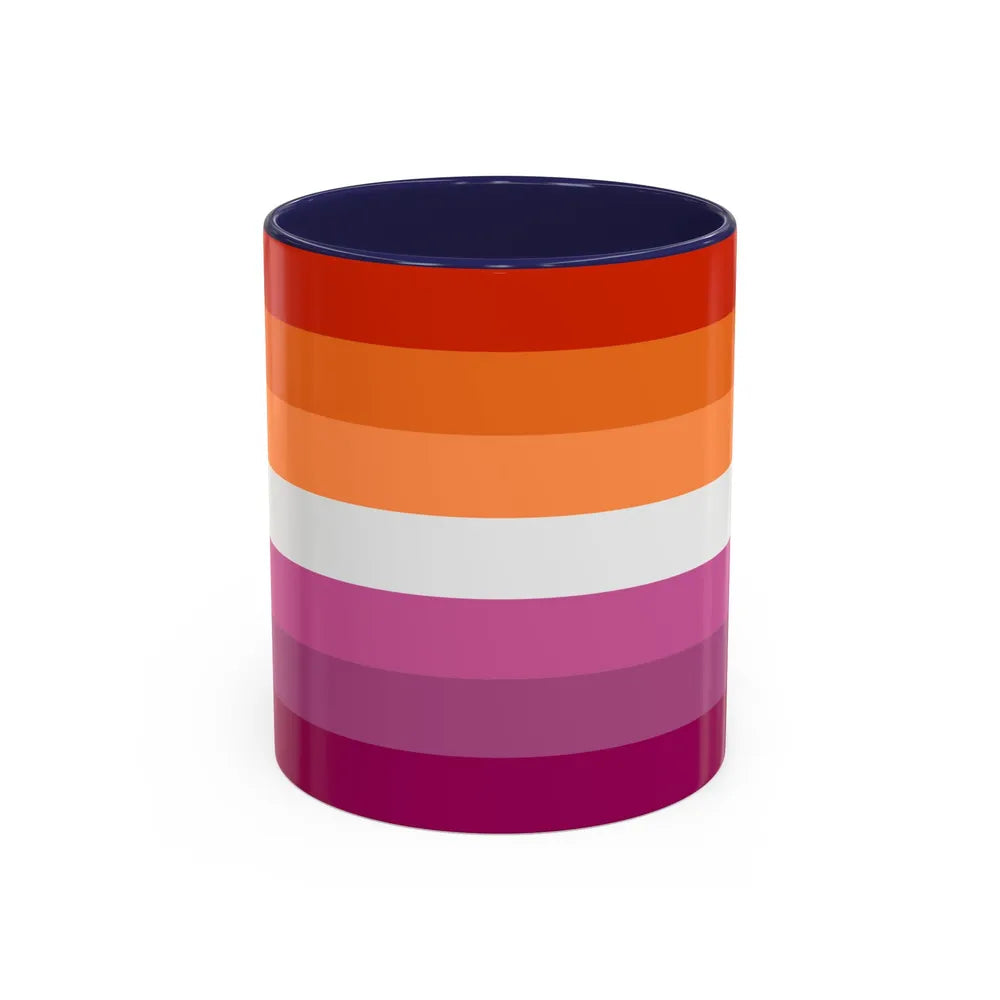 Lesbian 2 Pride Flag - Accent Coffee Mug-11oz-Navy-Go Mug Yourself