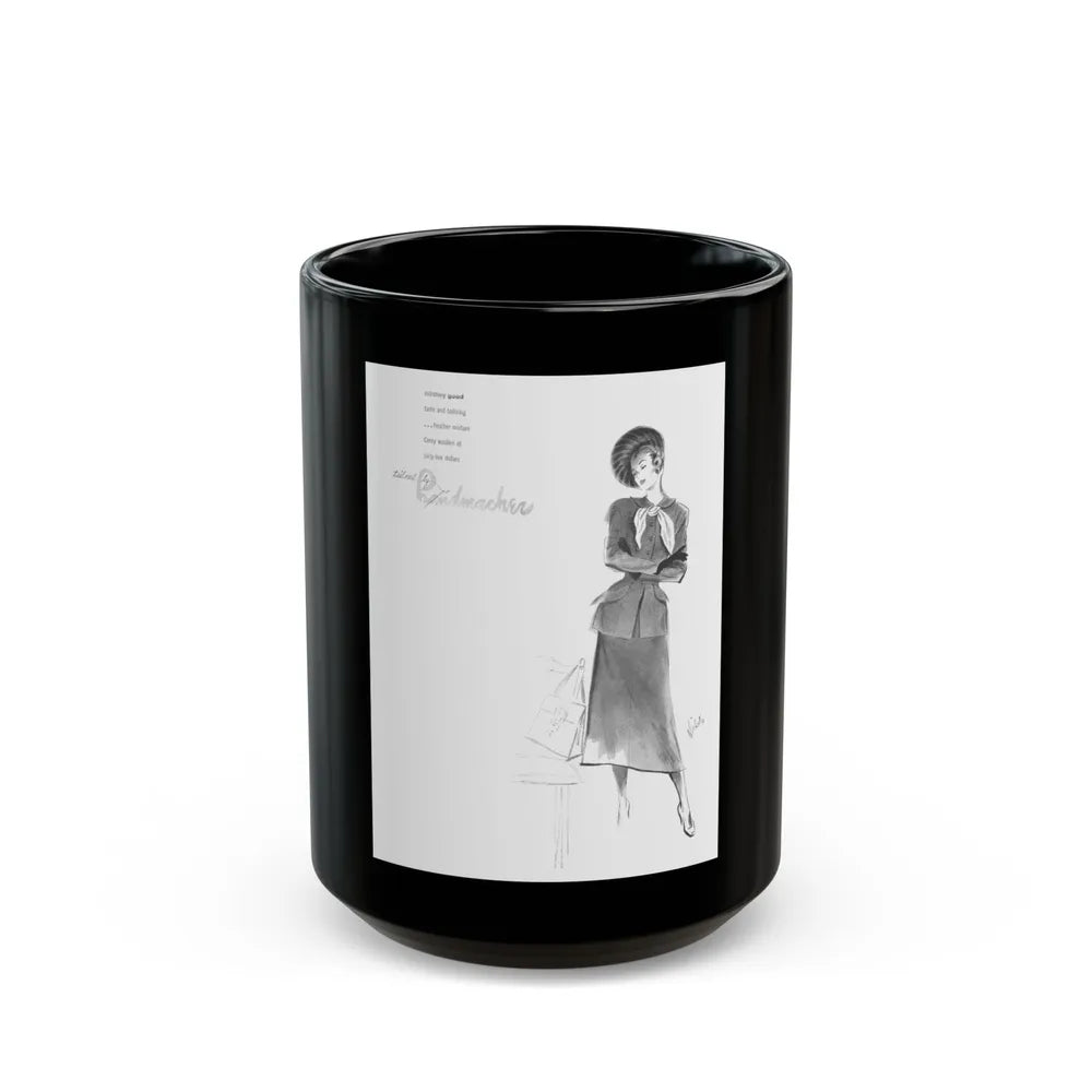 Handmachers fashion illustration (1), 1948 - Black Coffee Mug-15oz-Go Mug Yourself