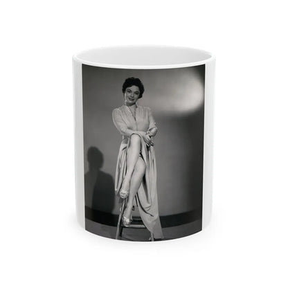 Ruth Roman #104 - 8x10 B&W Full Body Glamour Dress Photo from circa (Vintage Female Icon) White Coffee Mug-11oz-Go Mug Yourself