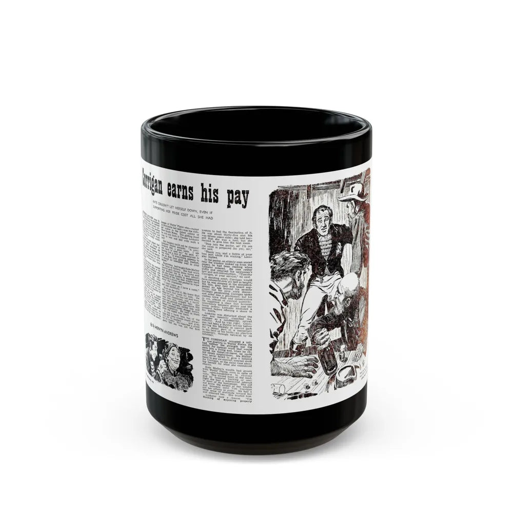 Corrigan earns his pay, Adam magazine, March 1952 - Black Coffee Mug-15oz-Go Mug Yourself