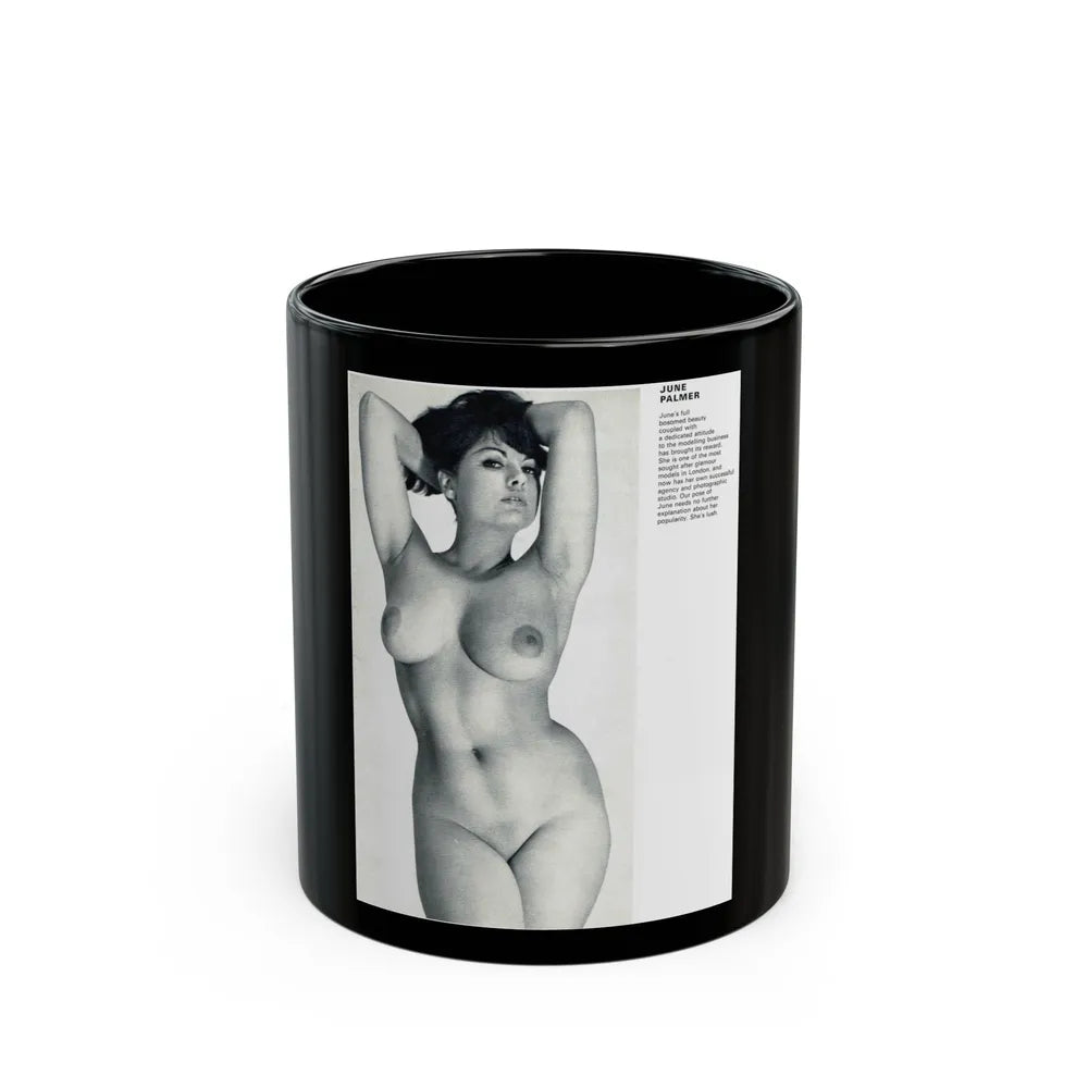 June Palmer #138 - Nude Magazine Spread (Vintage Female Icon) Black Coffee Mug-11oz-Go Mug Yourself