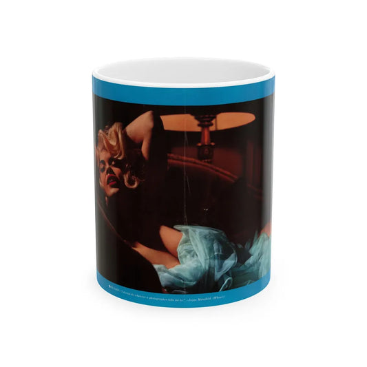 Jayne Mansfield #272 - Pages 5 & 6 of 6 with a 2 Page Color Centerfold Photo & Caption from Jem Magazine May '57 (Vintage Female Icon) White Coffee Mug-11oz-Go Mug Yourself