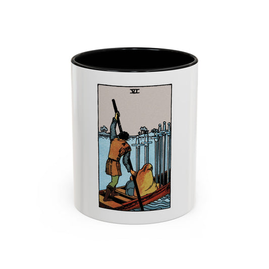 The 6 of Swords (Tarot Card) Accent Coffee Mug