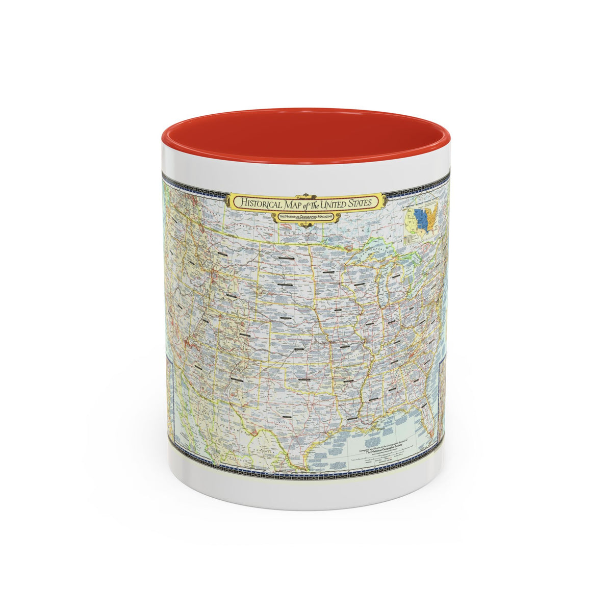 USA - An Historical Map (1953) (Map) Accent Coffee Mug