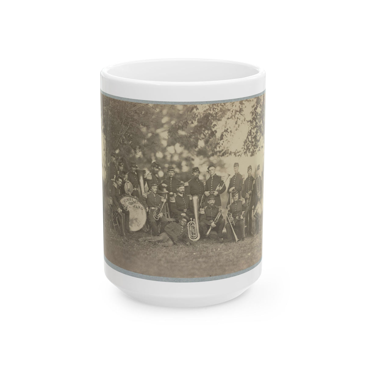 Elmira Cornet Band,  Thirty-Third Regiment, Of The New York State Volunteers, July 1861 (U.S. Civil War) White Coffee Mug