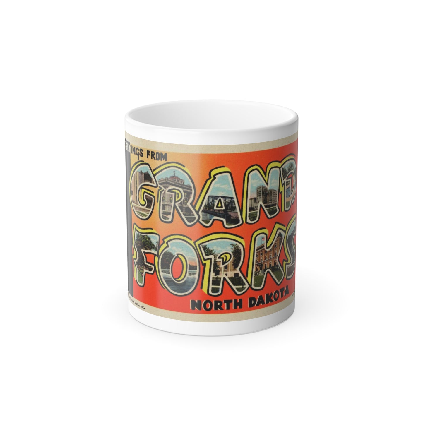 Greetings from Grand Forks North Dakota (Greeting Postcards) Color Changing Mug 11oz