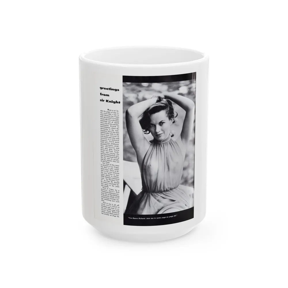 Dawn Richard #52 - Inside Cover Photo see through top from Sir Knight Vol. 1 No. 5 Mag. '58 (Vintage Female Icon) White Coffee Mug-15oz-Go Mug Yourself