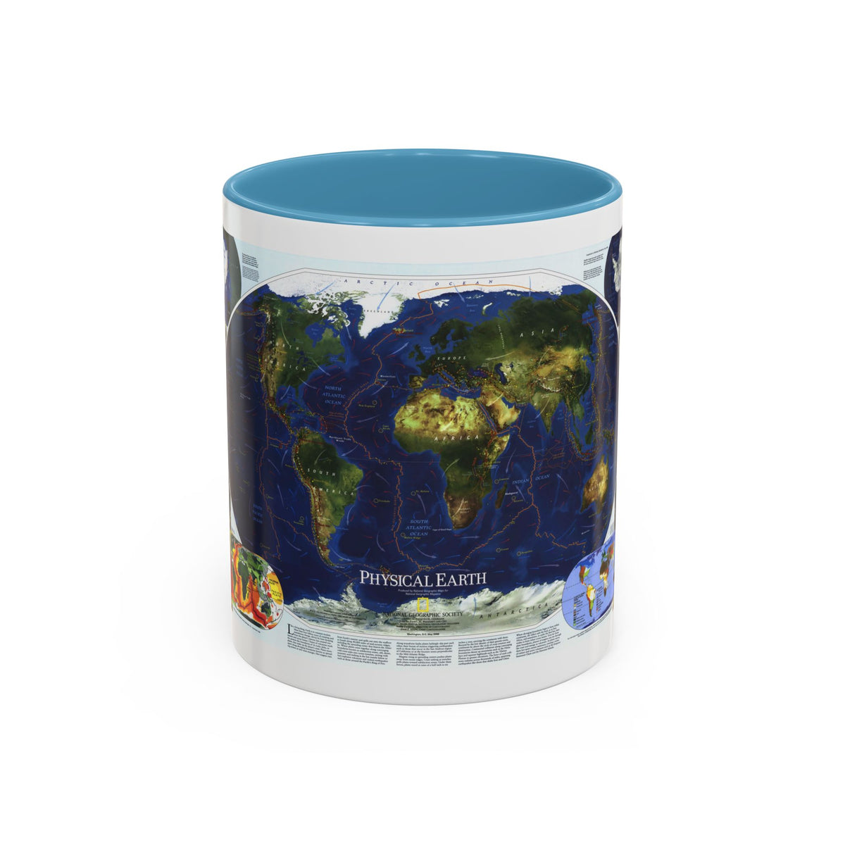 World Map - Physical Earth 1 (1998) (Map) Accent Coffee Mug