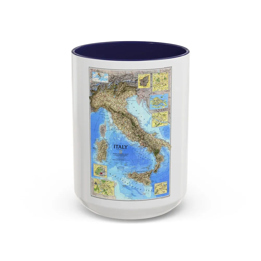 Italy (1995) (Map) Accent Coffee Mug-15oz-Navy-Go Mug Yourself