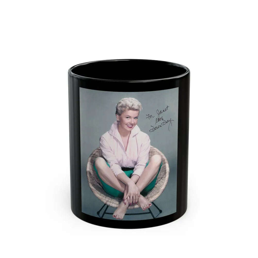 Doris Day #111 (Vintage Female Icon) Black Coffee Mug-11oz-Go Mug Yourself