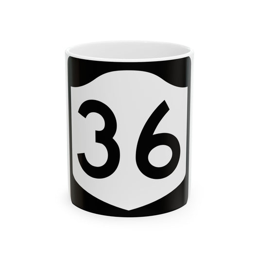 NY-36 (New York) (Road Sign) White Coffee Mug