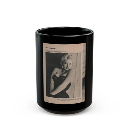 Jayne Mansfield #172 - Fabulous Females Mag. Issue #01 '55 - 1 B&W Photo (Vintage Female Icon) Black Coffee Mug-15oz-Go Mug Yourself