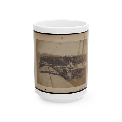 View From The Top Of A Car On The Extreme End Of The Burnside Wharf Looking Towards Shore (U.S. Civil War) White Coffee Mug