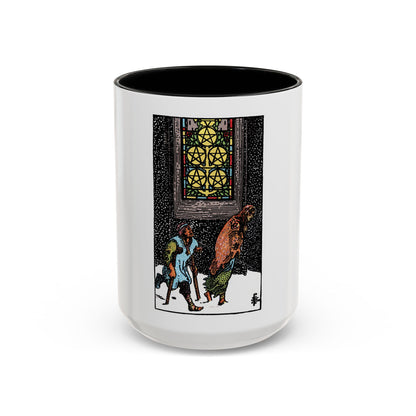 The 5 of Pentacles (Tarot Card) Accent Coffee Mug