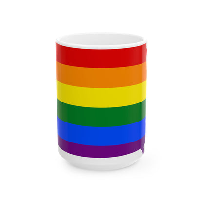LGBT flag map of Iowa (United States) White Coffee Mug