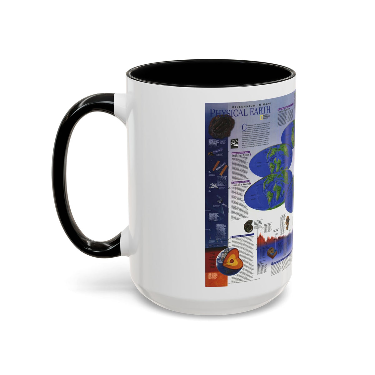 World Map - Physical Earth 2 (1998) (Map) Accent Coffee Mug