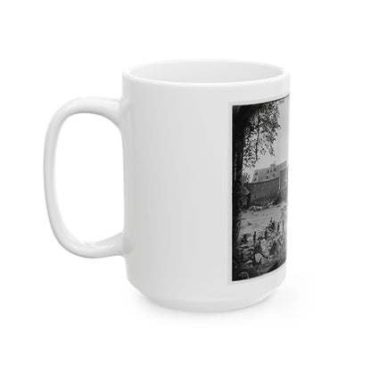 Petersburg, Va., Vicinity. Johnson's Mill On The Appomattox Near Campbell's Bridge; Soldiers Standing On Rocks In The Stream (U.S. Civil War) White Coffee Mug