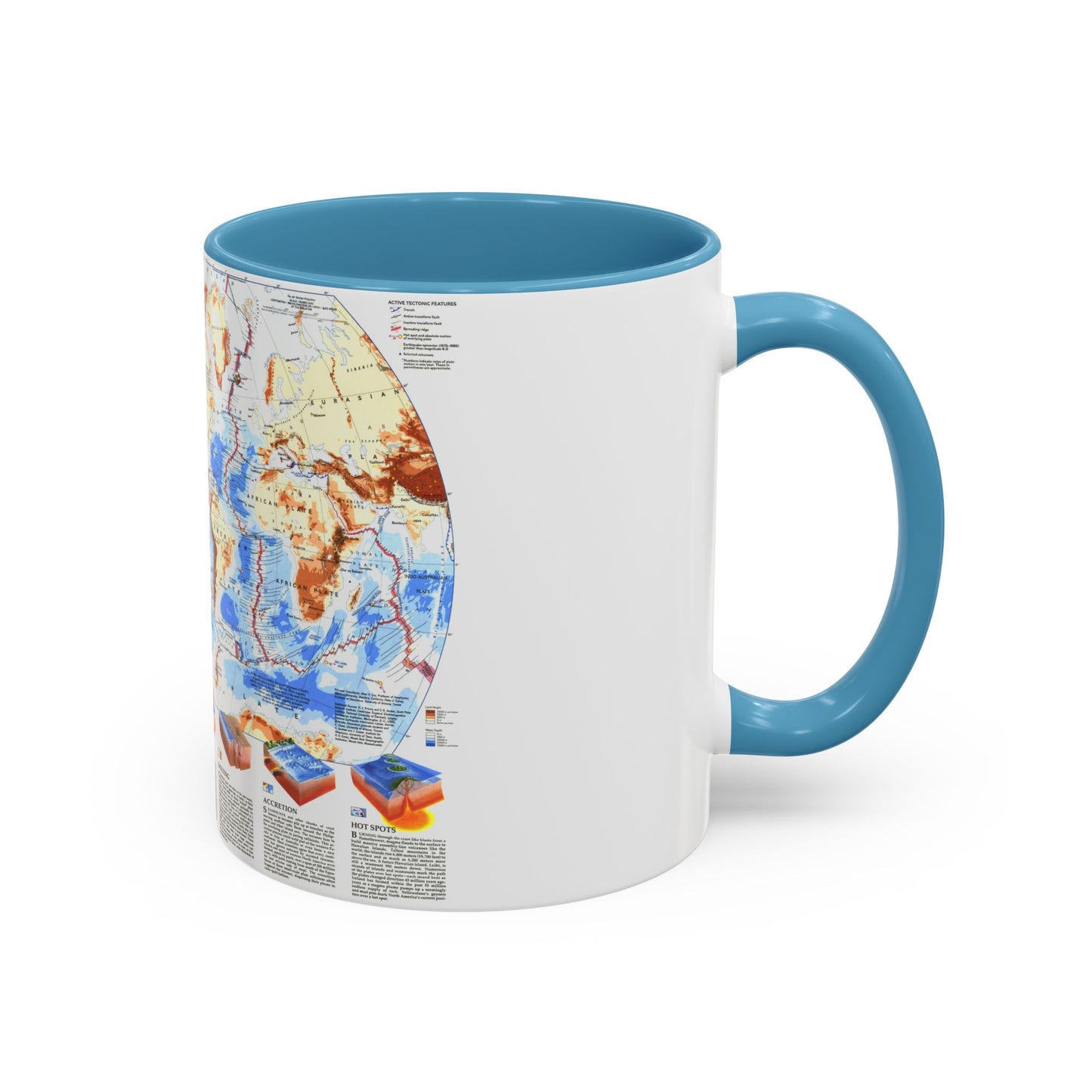 World Map - Earth's Dynamic Crust (1985) (Map) Accent Coffee Mug