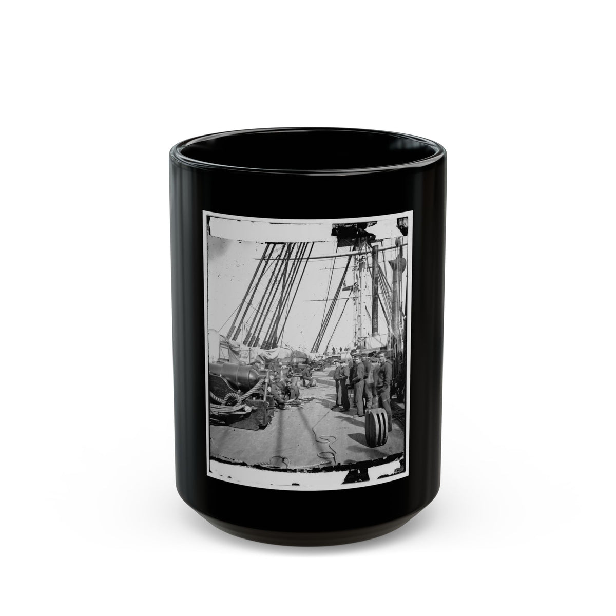 Union Soldiers On Deck Of U.S.S. New Hampshire, Off Charleston, S.C. (U.S. Civil War) Black Coffee Mug