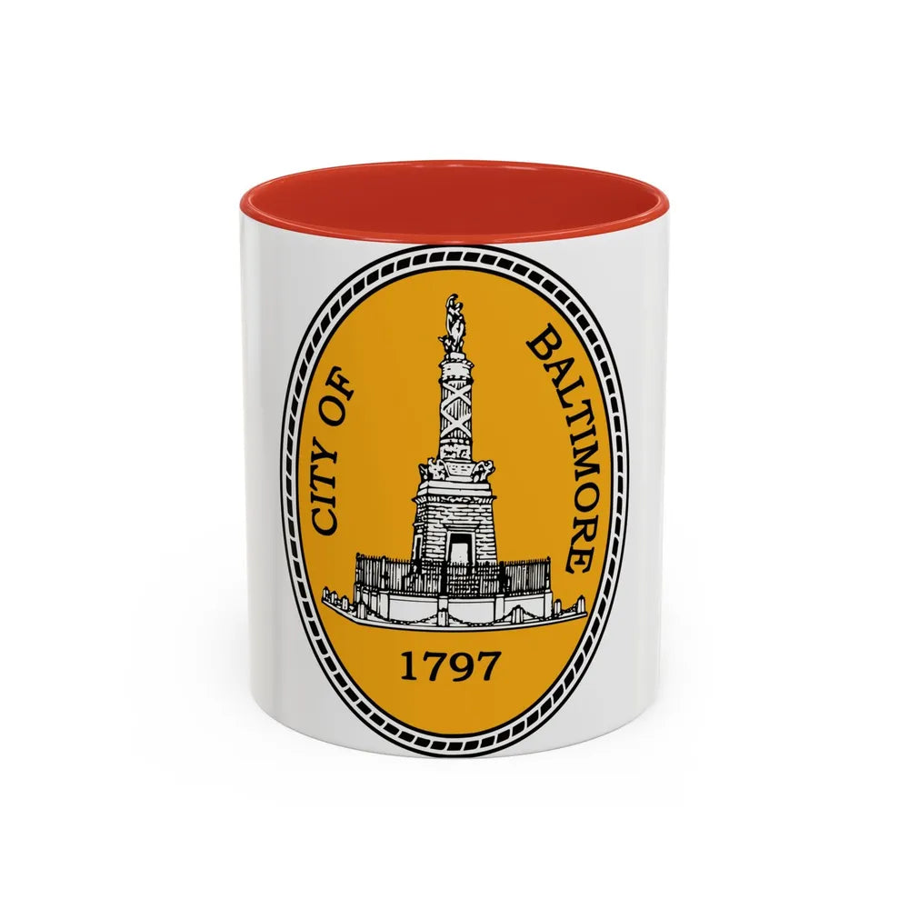 Seal of Baltimore Maryland - Accent Coffee Mug-11oz-Red-Go Mug Yourself