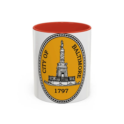 Seal of Baltimore Maryland - Accent Coffee Mug-11oz-Red-Go Mug Yourself