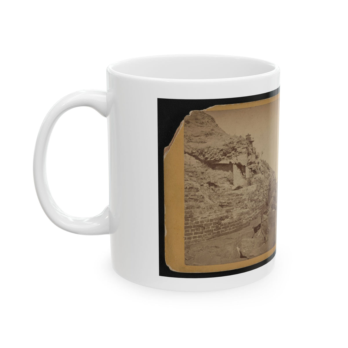 Damage To Exterior Wall Of Fort Sumter From Bombardment, Charleston, South Carolina (U.S. Civil War) White Coffee Mug