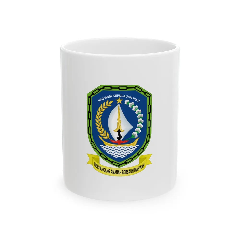 Flag of Riau Islands Indonesia - White Coffee Mug-11oz-Go Mug Yourself