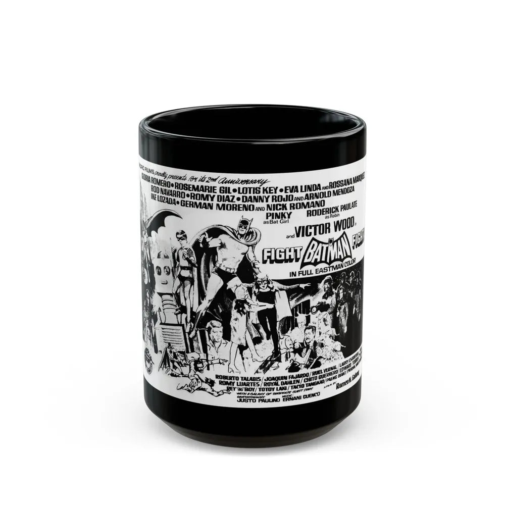 FIGHT BATMAN FIGHT (2) 1973 Movie Poster - Black Coffee Mug-15oz-Go Mug Yourself