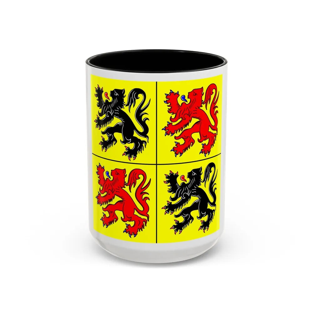 Flag of Hainaut Belgium - Accent Coffee Mug-15oz-Black-Go Mug Yourself