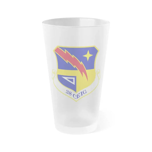 38th Cyberspace Engineering Installation Group (U.S. Air Force) Frosted Pint Glass 16oz 16oz Frosted - Go Mug Yourself