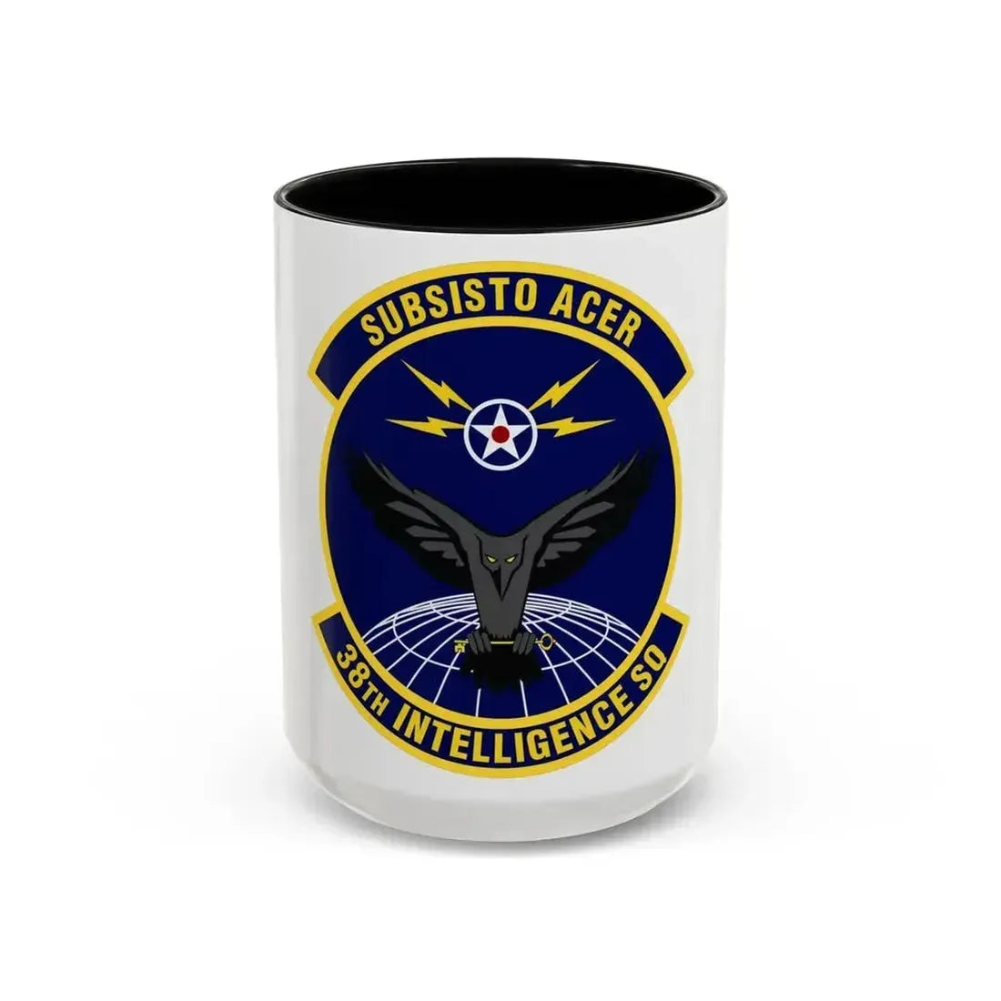 38th Intelligence Squadron (U.S. Air Force) Accent Coffee Mug 15oz Black - Go Mug Yourself