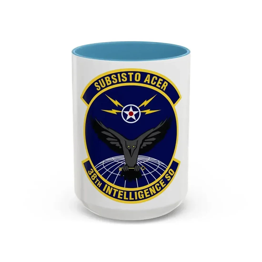 38th Intelligence Squadron (U.S. Air Force) Accent Coffee Mug 15oz Light Blue - Go Mug Yourself