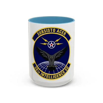 38th Intelligence Squadron (U.S. Air Force) Accent Coffee Mug 15oz Light Blue - Go Mug Yourself