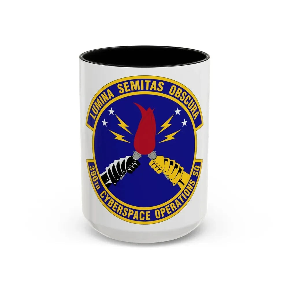 390 Cyberspace Operations Squadron ACC (U.S. Air Force) Accent Coffee Mug 15oz Black - Go Mug Yourself