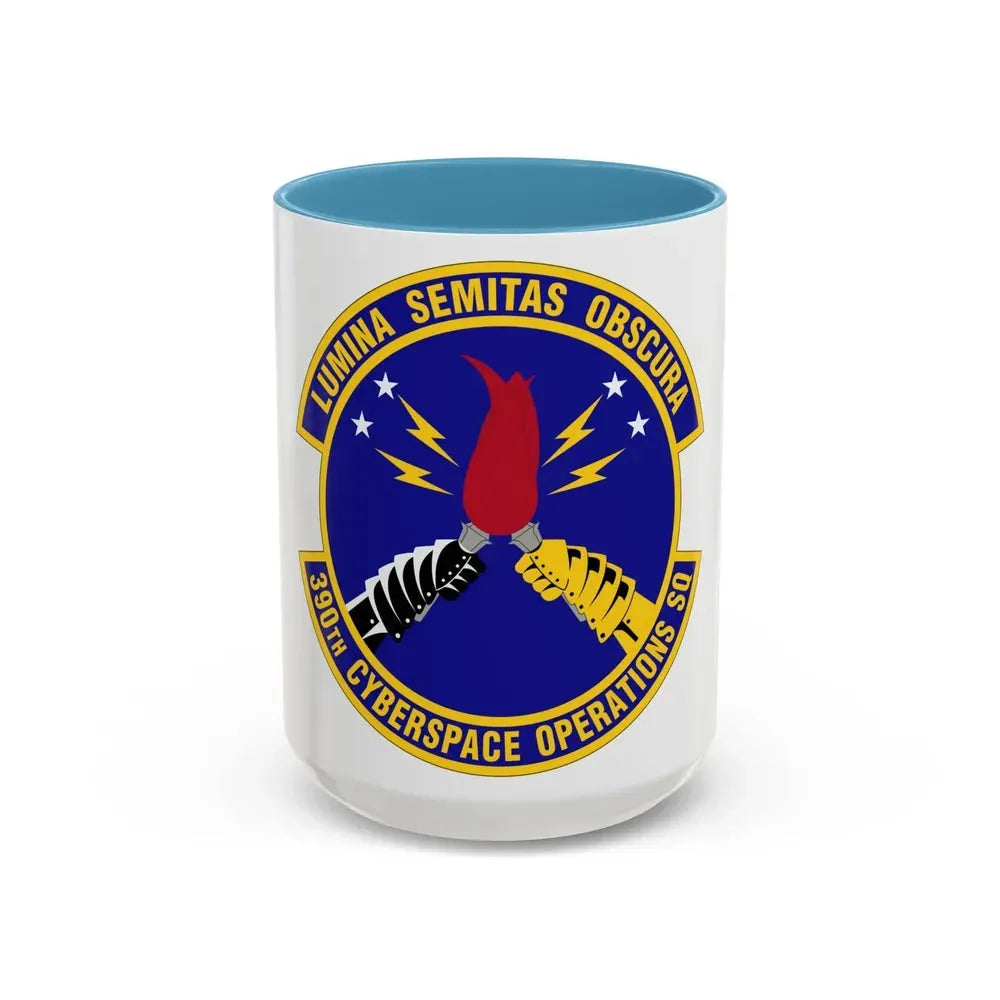 390 Cyberspace Operations Squadron ACC (U.S. Air Force) Accent Coffee Mug 15oz Light Blue - Go Mug Yourself