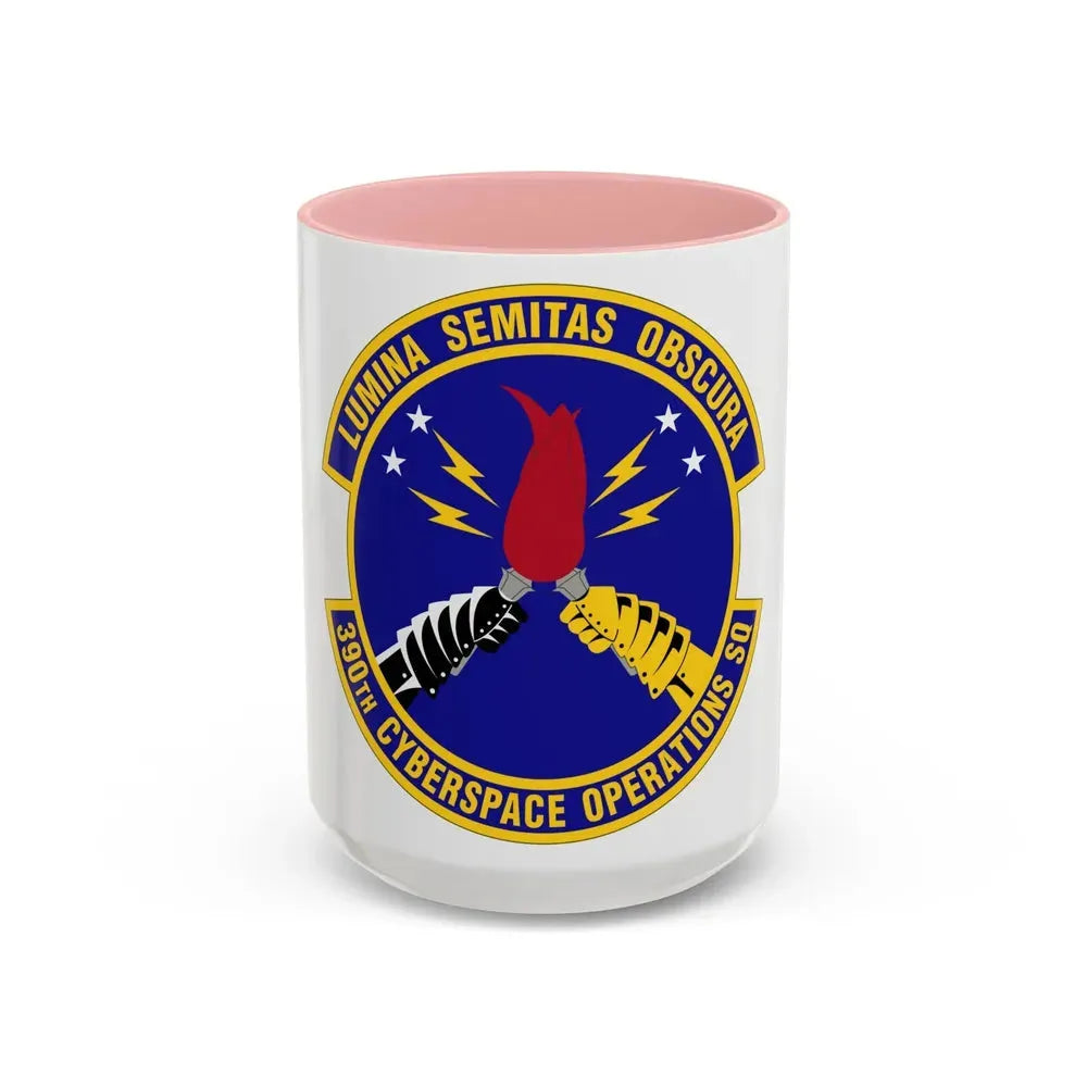 390 Cyberspace Operations Squadron ACC (U.S. Air Force) Accent Coffee Mug 15oz Pink - Go Mug Yourself