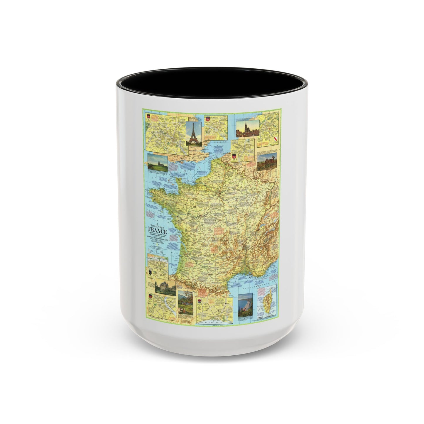 France - A Traveller's Map 1 (1971) (Map) Accent Coffee Mug