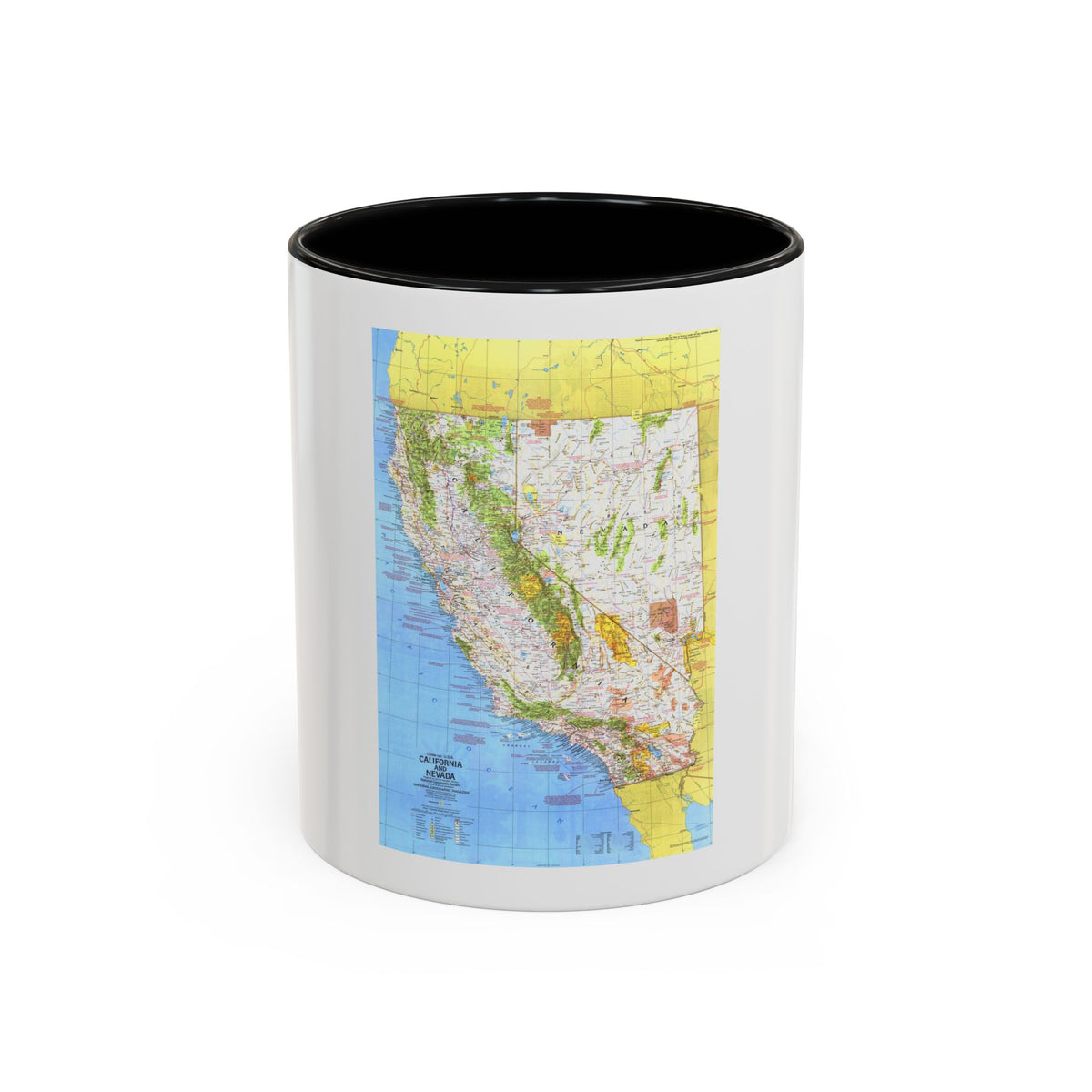 USA - California and Nevada 1 (1974) (Map) Accent Coffee Mug