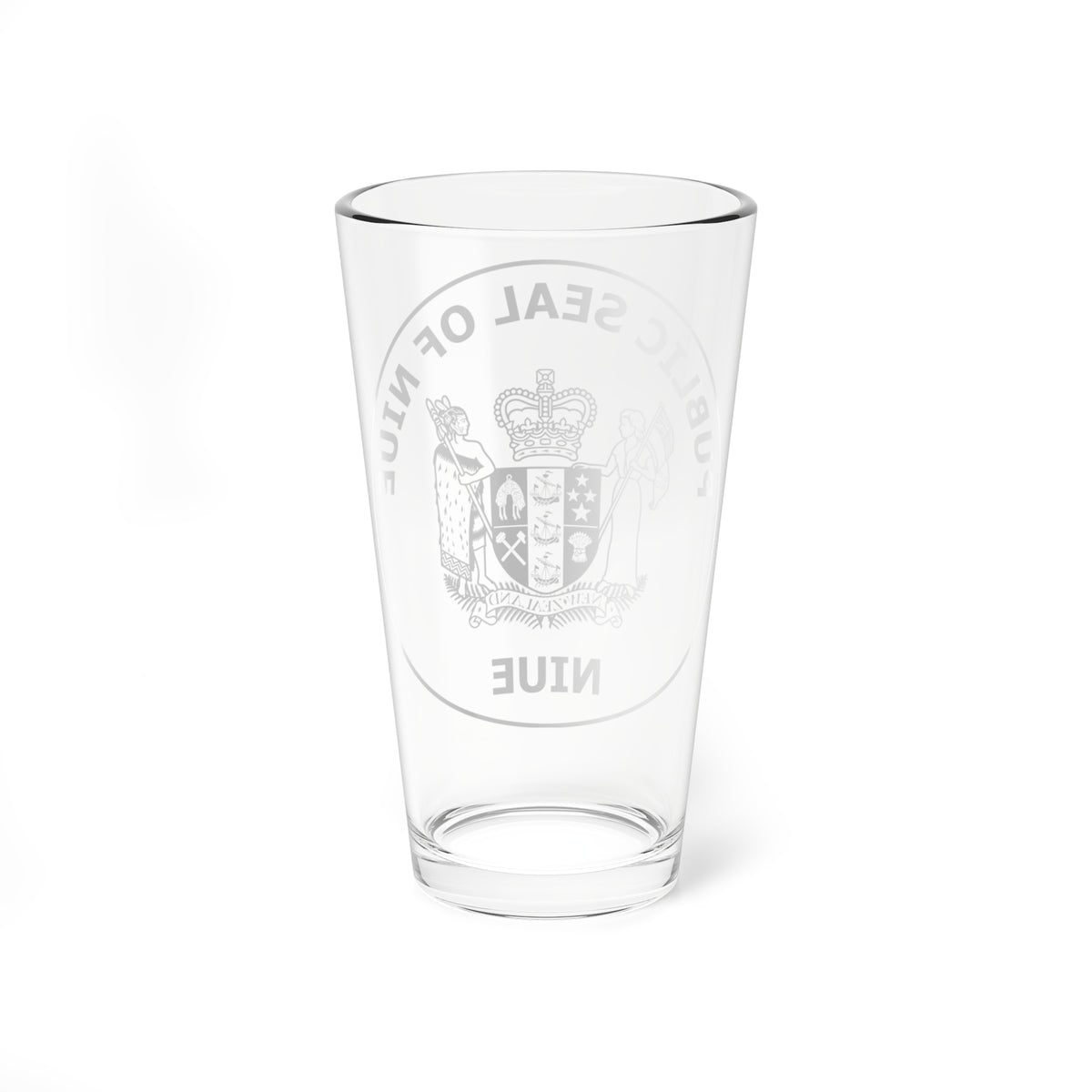 Public Seal of Niue stamp (New Zealand) (Coat of Arms) Pint Glass 16oz