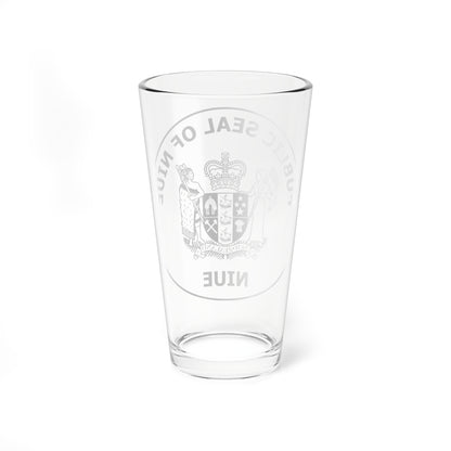 Public Seal of Niue stamp (New Zealand) (Coat of Arms) Pint Glass 16oz