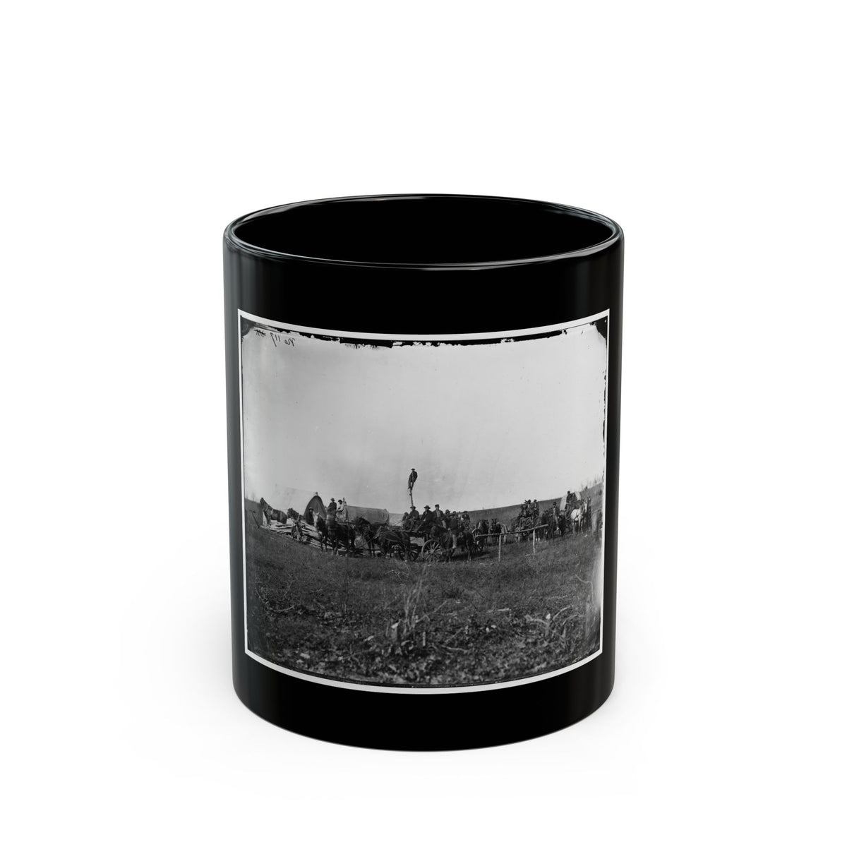Brandy Station, Va. Wagons And Men Of The U.S. Military Telegraph Construction Corps (U.S. Civil War) Black Coffee Mug