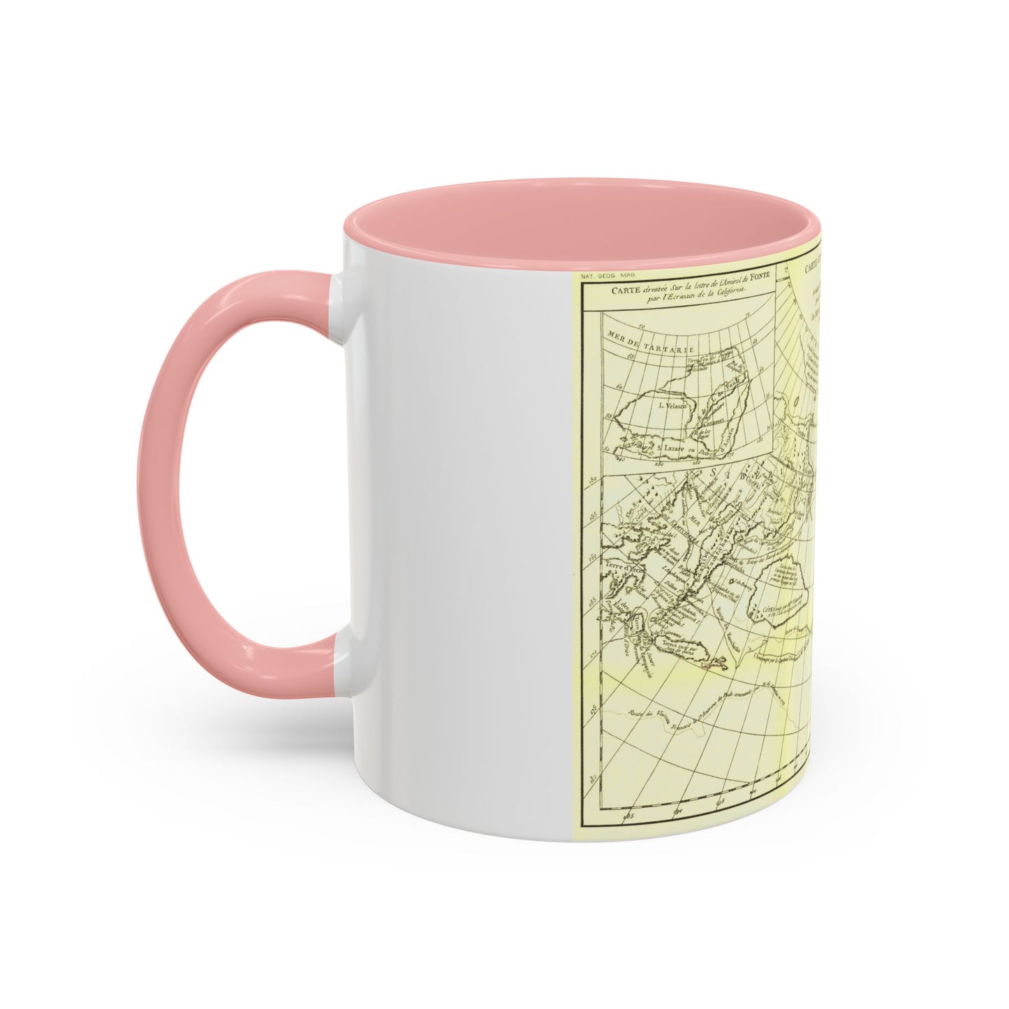 Carte Generale des Decouvertes de l'Amiral de Fonte (1762) (Map) Accent Coffee Mug