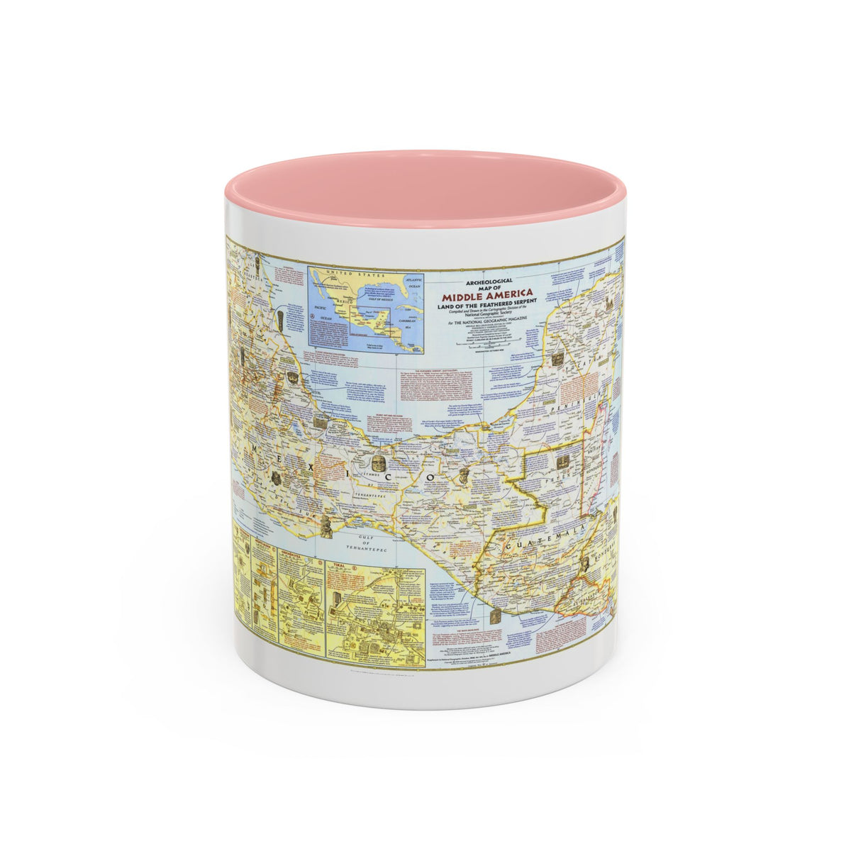 Central America - Archeological Map 1 (1968) (Map) Accent Coffee Mug