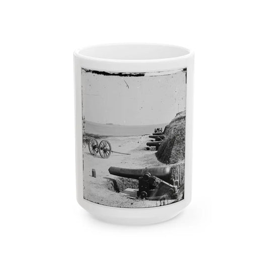 Charleston, S.C. Battery Of Confederate Fort Johnson; Fort Sumter In Distance (U.S. Civil War) White Coffee Mug-15oz-Go Mug Yourself