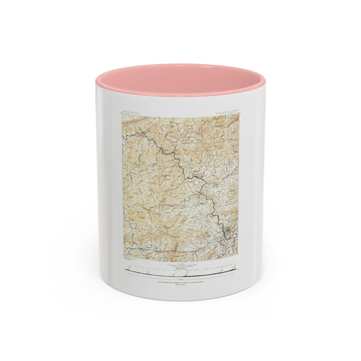 USA - North Carolina, Tennessee (1889) (Map) Accent Coffee Mug