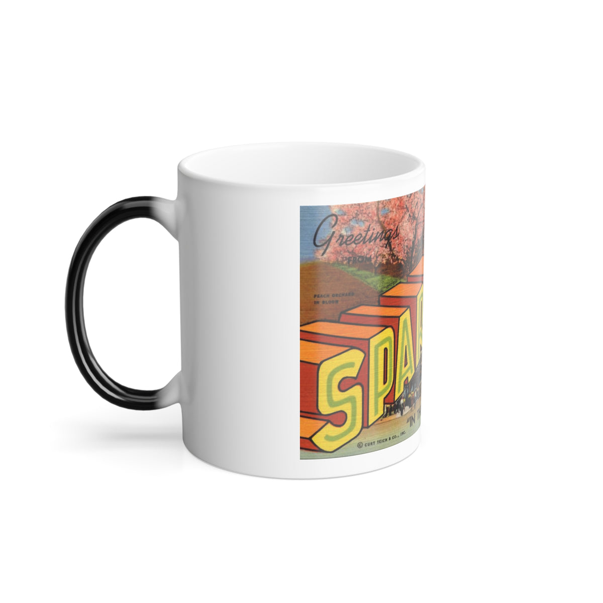 Greetings from Spartanburg SC in the heart of the Peach Belt (Greeting Postcards) Color Changing Mug 11oz
