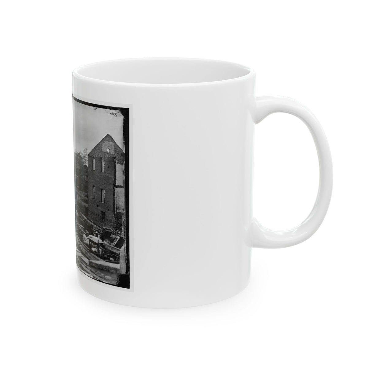 Richmond, Va. Barges With African Americans On The Canal; Ruined Buildings Beyond (U.S. Civil War) White Coffee Mug